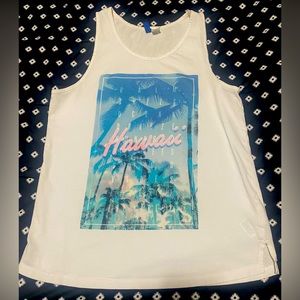 💰2/$10 White H&M Divided Hawaii Tank Top- Unisex- size S